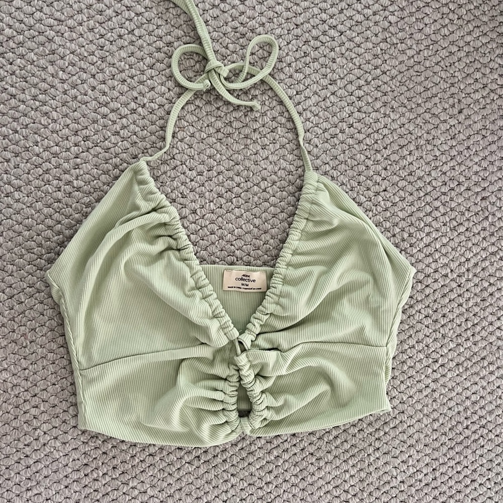 Ardene Green Ruched Tie Front Tank Top
